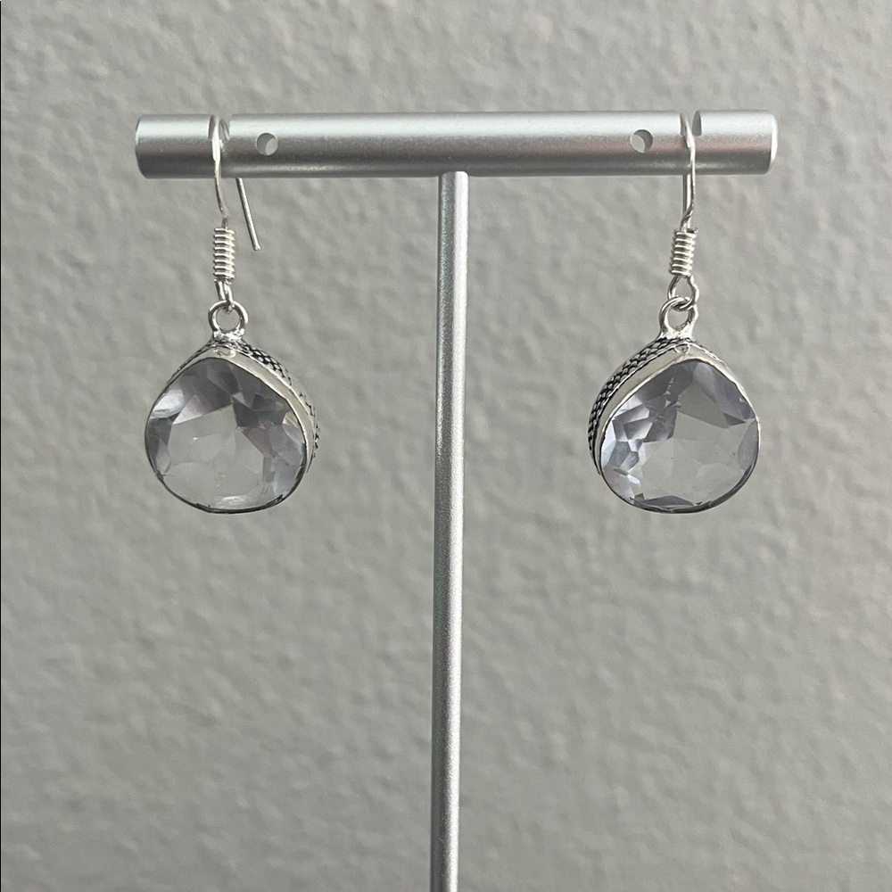 Violet Silver Overlay Dangle Earrings